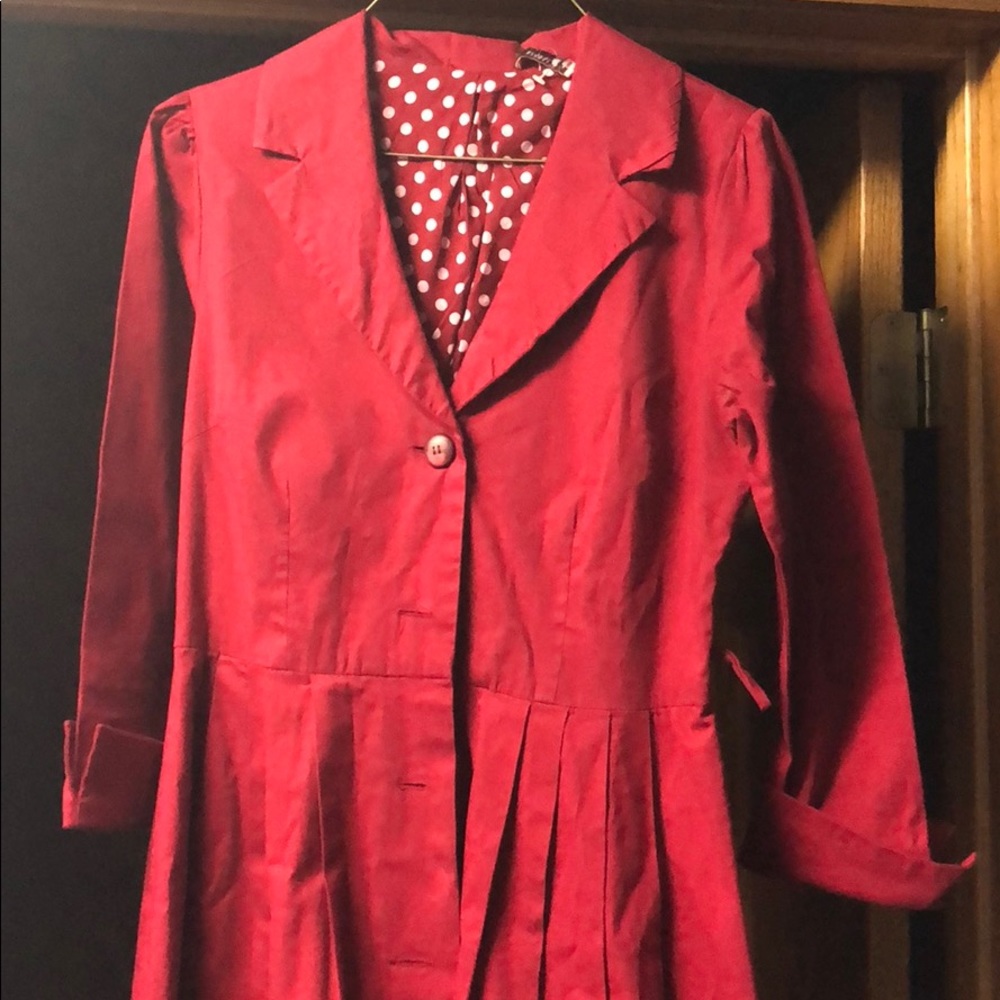 Red Pleated Jacket Dress